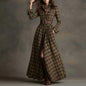 Women's Printed Lapel Slim-Fit Dress – Elegant Commuter Style FitiqueFit