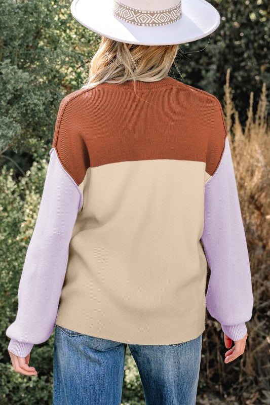 Colorblock Ribbed Knit Long Sleeve Sweater Shop Style & More | Fresh Looks, Everyday Deals & Free Shipping