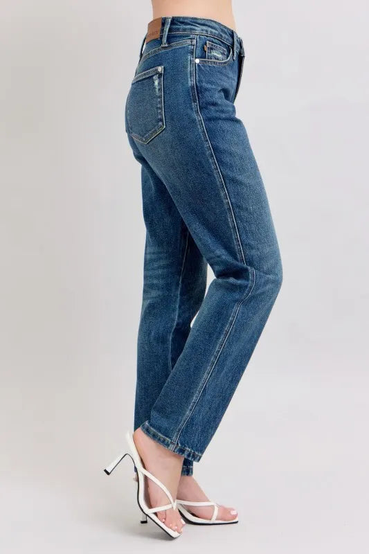 Judy Blue Full Size High Waisted Rigid Magic Non-destroy Straight Leg Jeans Plus Size West2East Surf