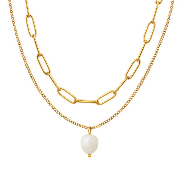 18K Gold Plated Elegance Pearl Link Necklace Shop Style & More | Fresh Looks, Everyday Deals & Free Shipping