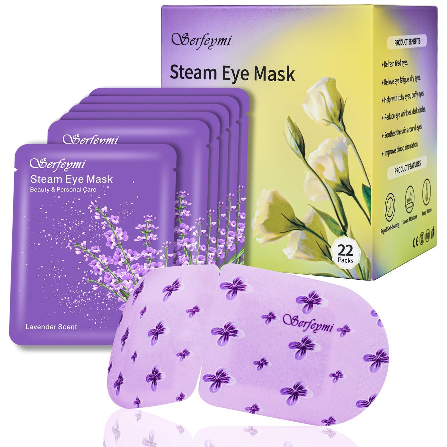 Serfeymi 22 Packs Steam Eye Mask Self-Heating Warm Eye Mask Disposable Eye SPA Heated Eye Mask for Sleeping Relieve Eye Fatigue Gifts for Mothers Day SPA Care (Lavender) New Era Fashion LLc