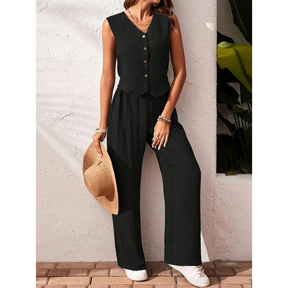 Women’s crop vest blazer wide leg pants set FitiqueFit
