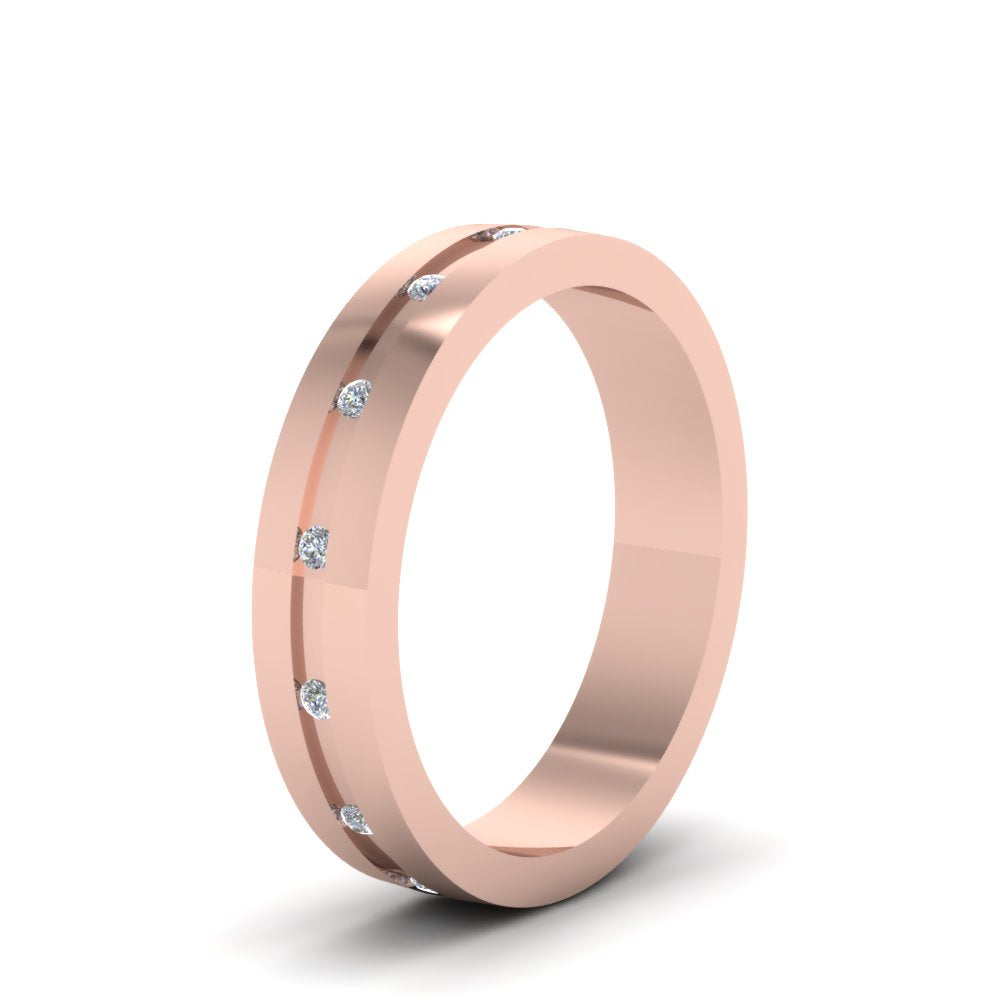 7 MM Flat Diamond Mens Wedding Band Fascinating Diamonds