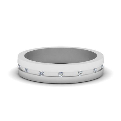 7 MM Flat Diamond Mens Wedding Band Fascinating Diamonds