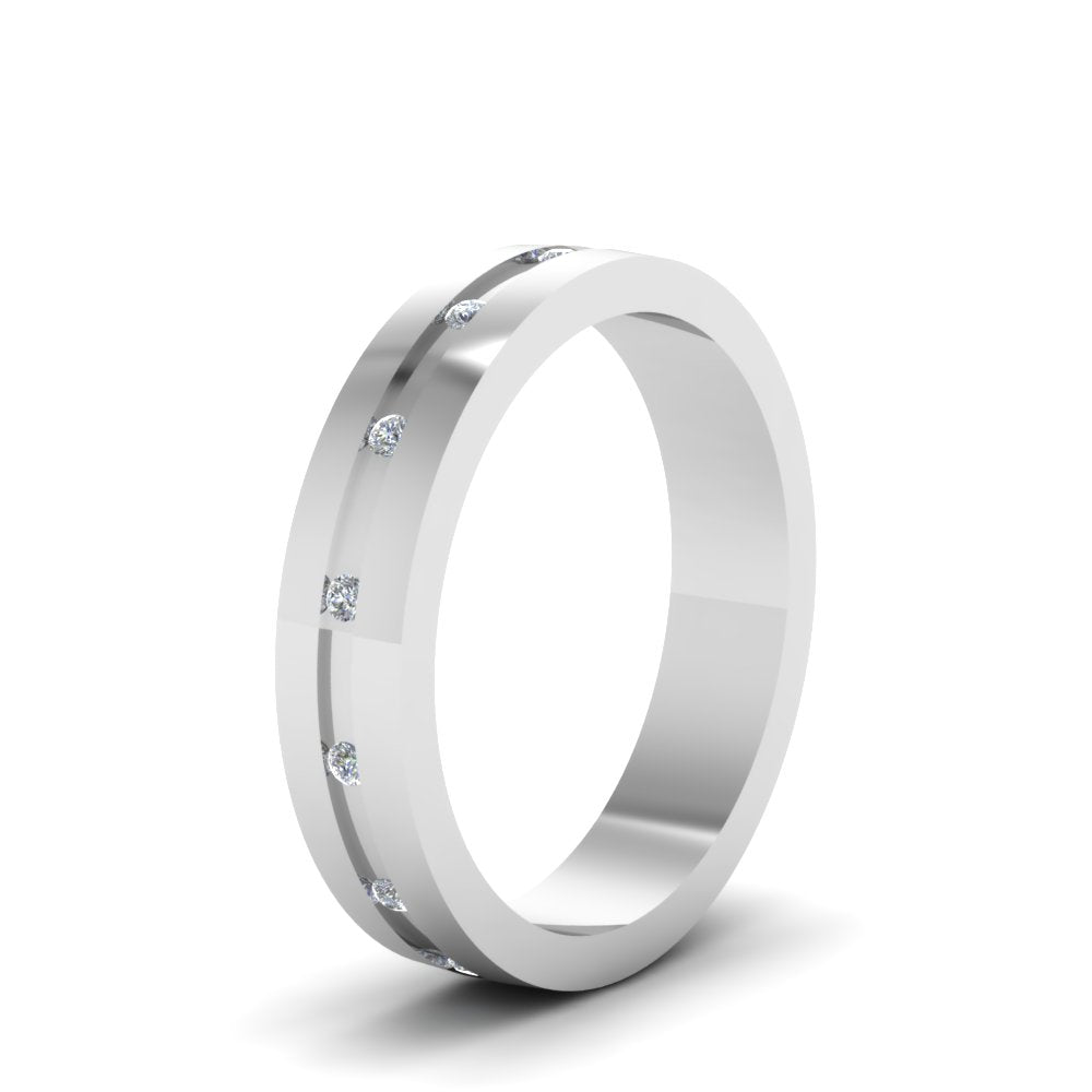 7 MM Flat Diamond Mens Wedding Band Fascinating Diamonds
