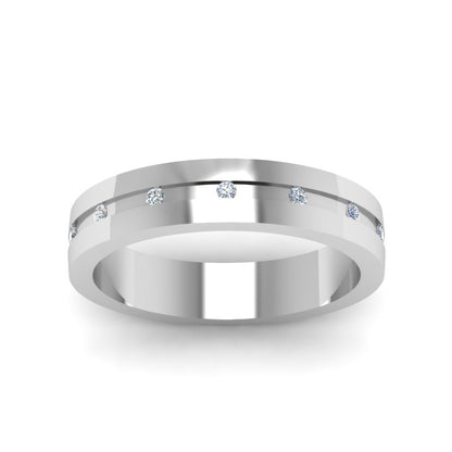 7 MM Flat Diamond Mens Wedding Band Fascinating Diamonds