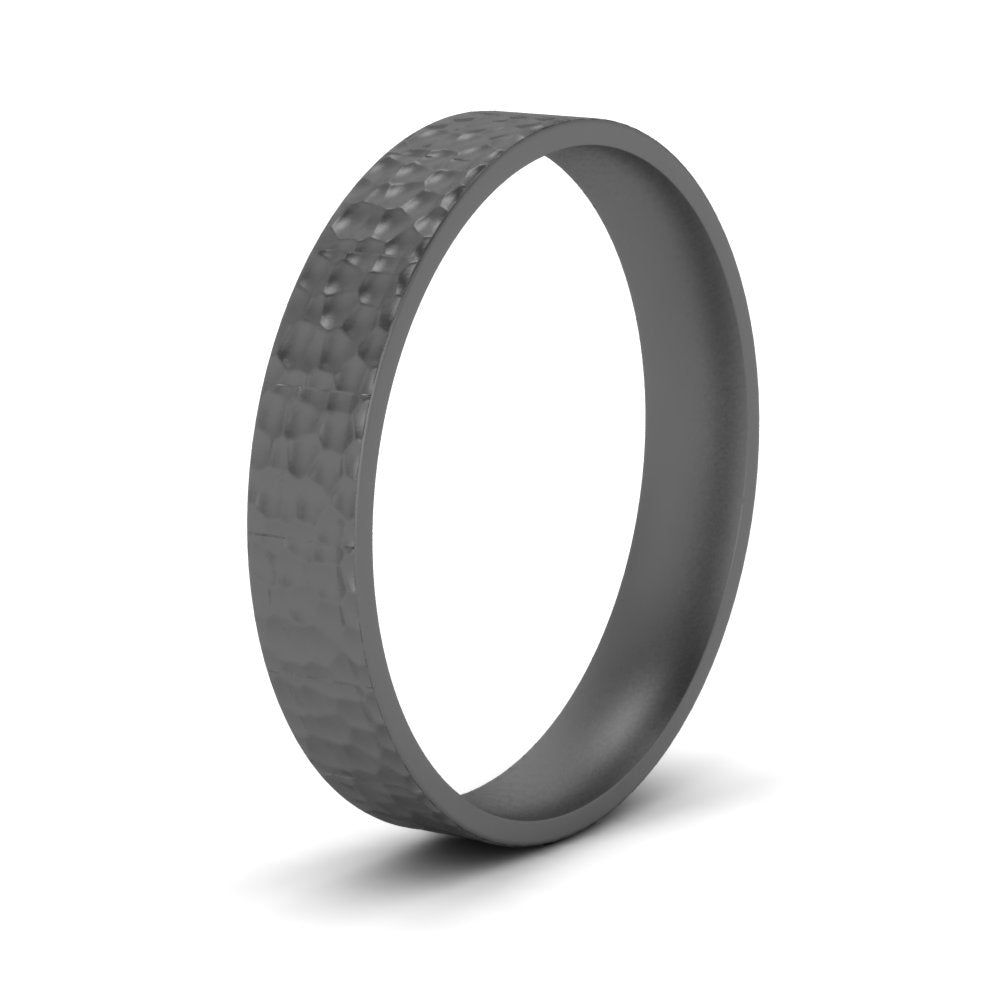 Hammered Finish Mens Wedding Band Fascinating Diamonds