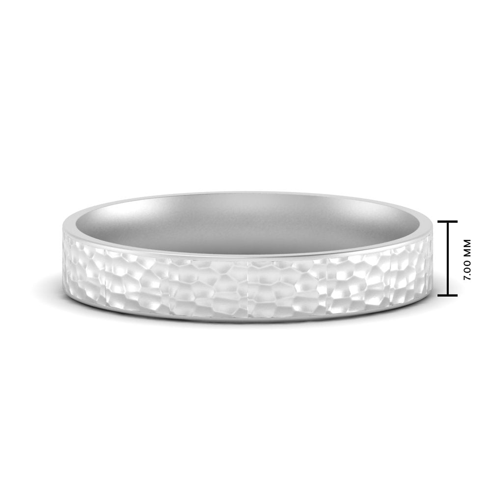 Hammered Finish Mens Wedding Band Fascinating Diamonds