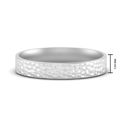 Hammered Finish Mens Wedding Band Fascinating Diamonds