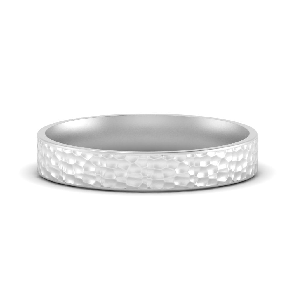 Hammered Finish Mens Wedding Band Fascinating Diamonds