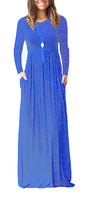 Women's Casual Long Sleeve Elastic Waist Dress