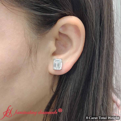 Emerald Cut Diamond Stud Earrings Fascinating Diamonds
