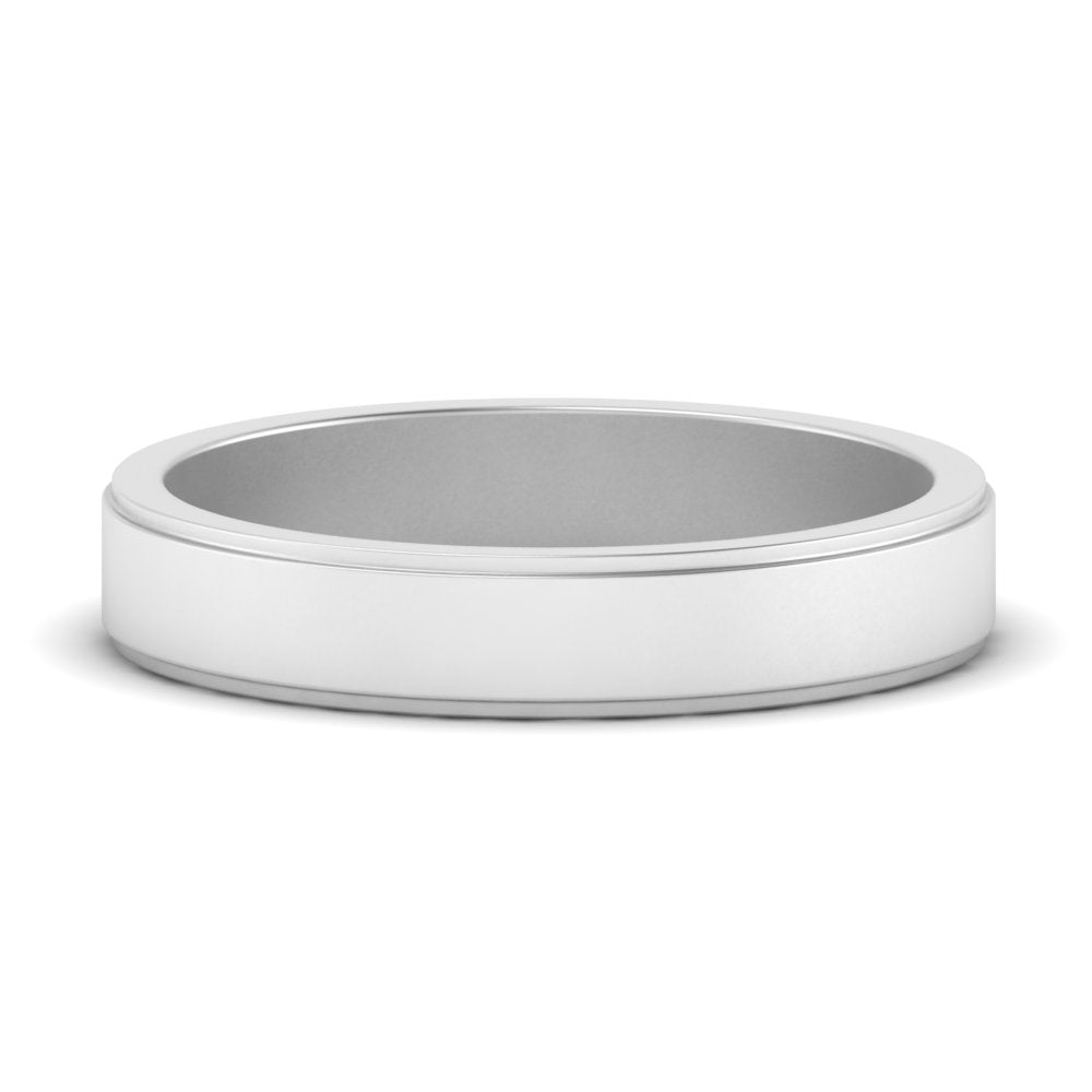 Simple Flat Wedding Band 4MM Fascinating Diamonds