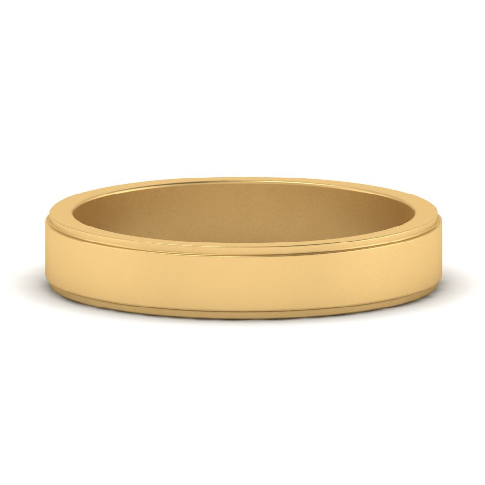 Simple Flat Wedding Band 4MM Fascinating Diamonds