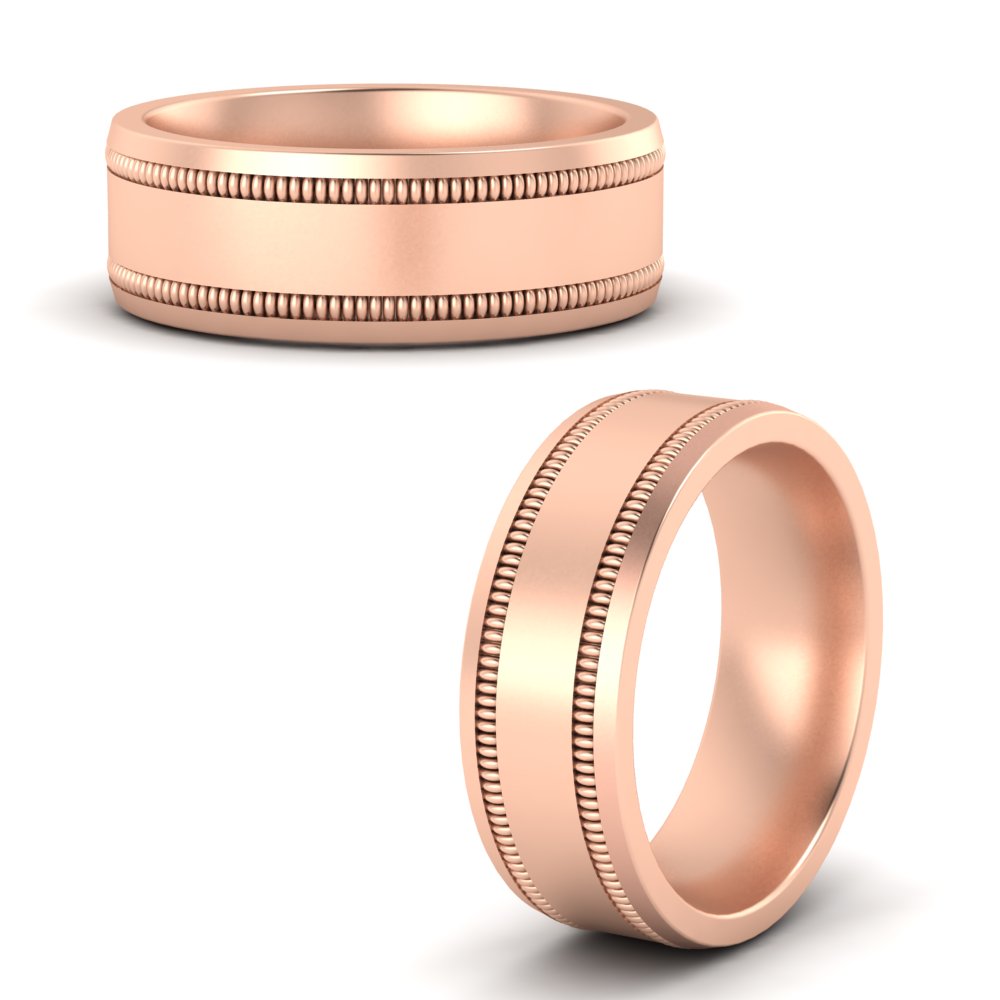 Mens Band Double Milgrain Fascinating Diamonds