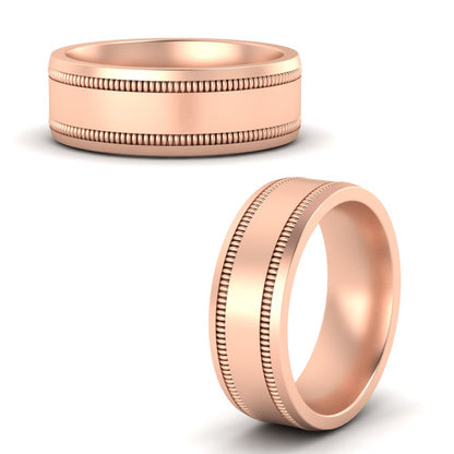 Mens Band Double Milgrain Fascinating Diamonds