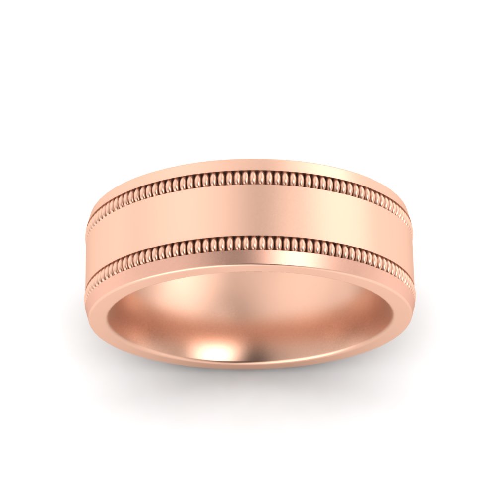Mens Band Double Milgrain Fascinating Diamonds