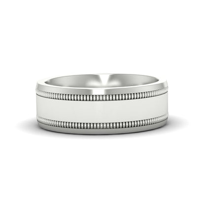 Mens Band Double Milgrain Fascinating Diamonds