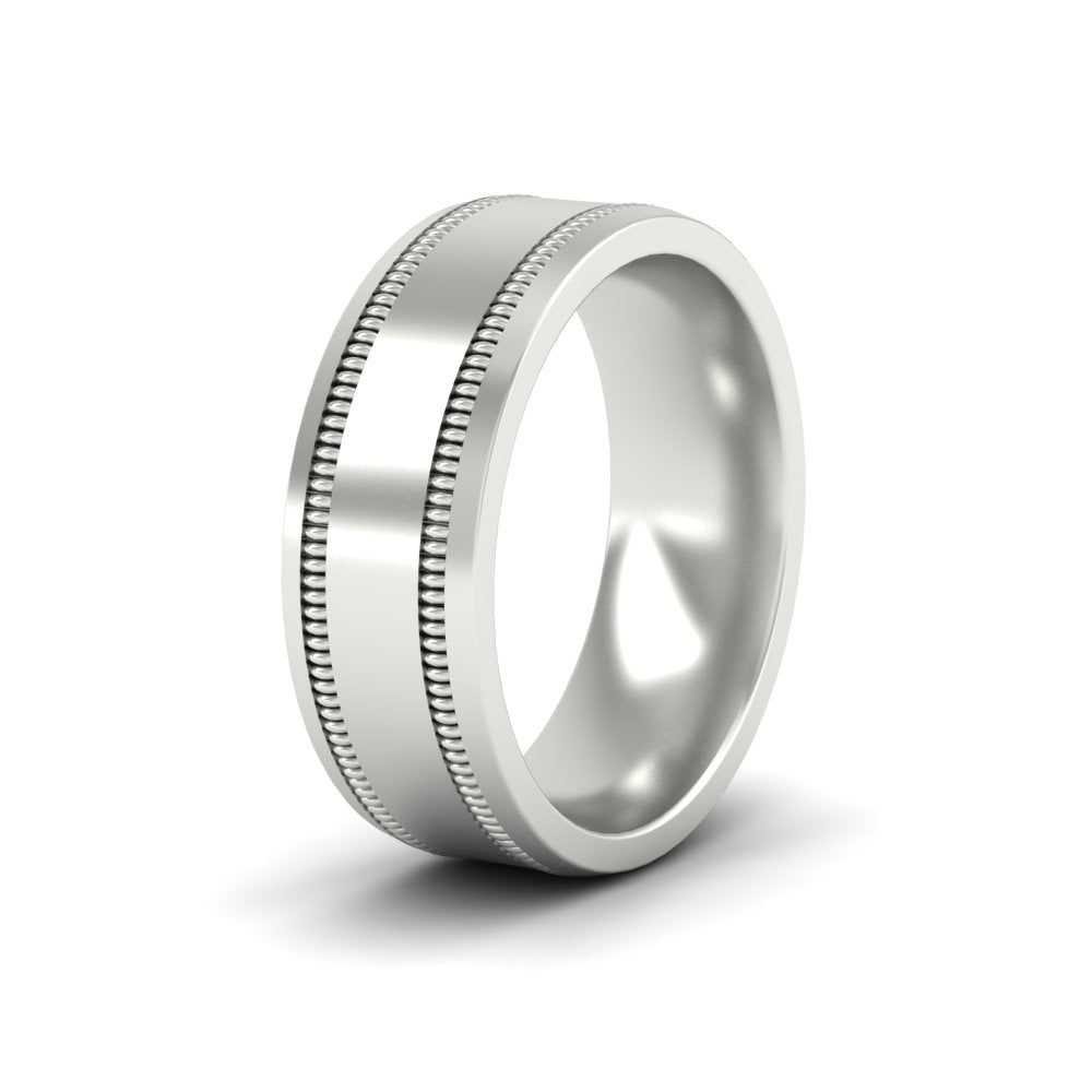 Mens Band Double Milgrain Fascinating Diamonds