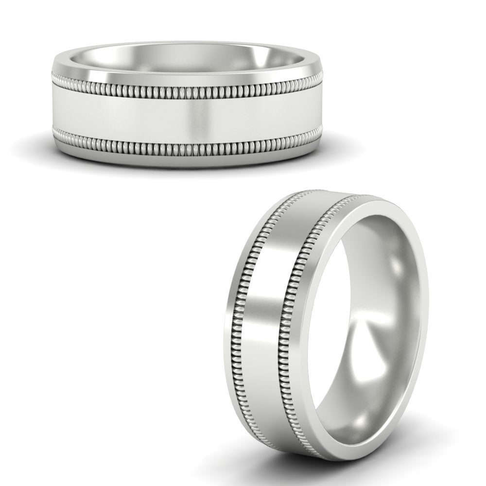 Mens Band Double Milgrain Fascinating Diamonds