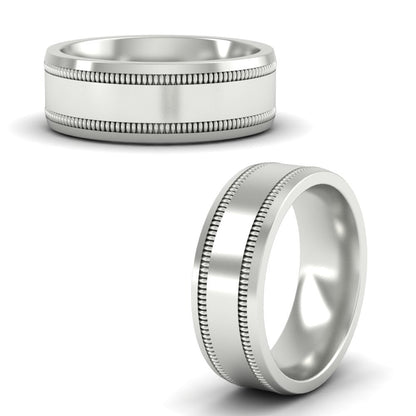 Mens Band Double Milgrain Fascinating Diamonds