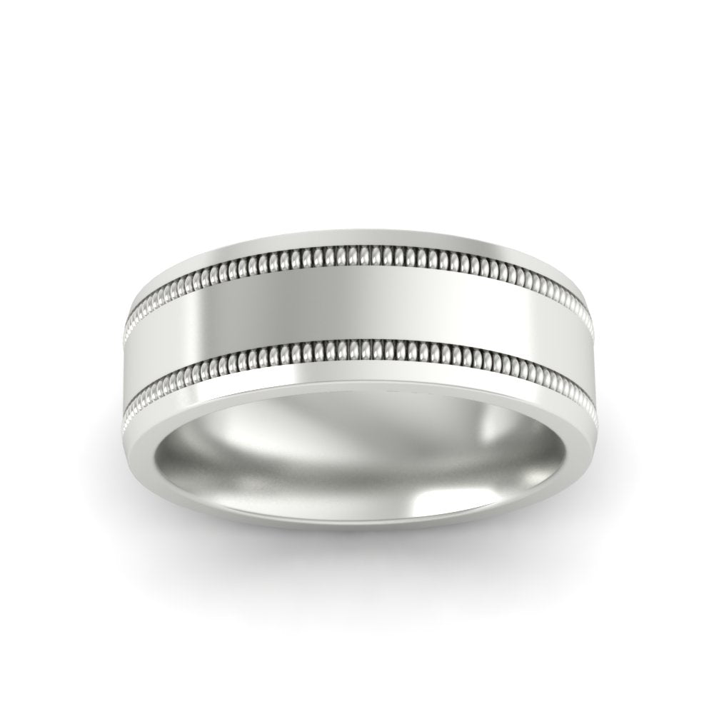Mens Band Double Milgrain Fascinating Diamonds