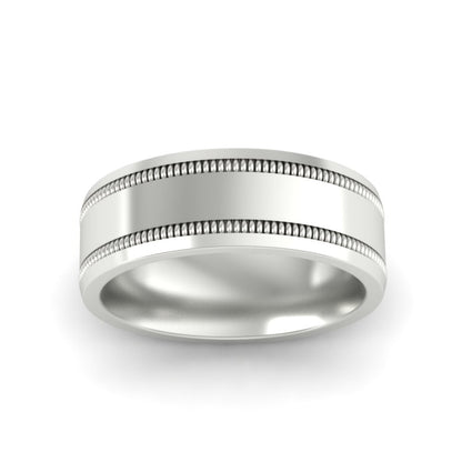 Mens Band Double Milgrain Fascinating Diamonds