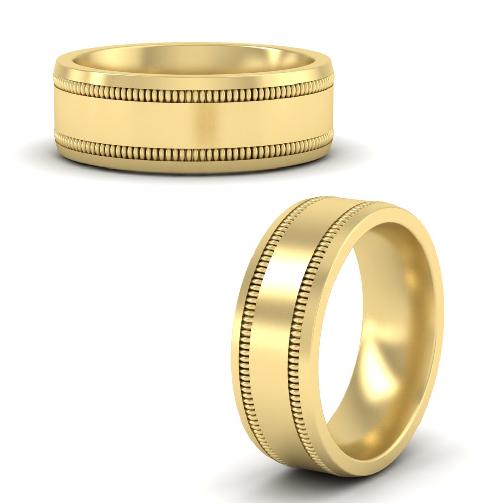 Mens Band Double Milgrain Fascinating Diamonds