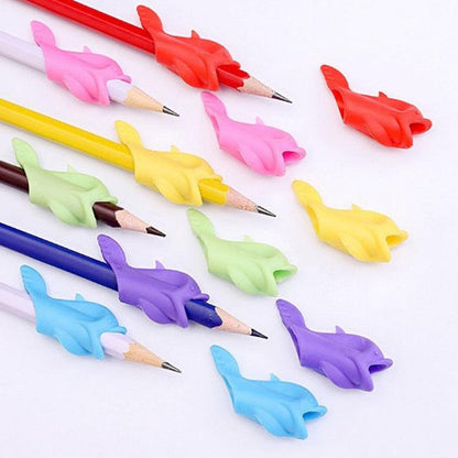 80 Pcs Silicone Pencil Writing Correction Device for For Child Children Learning Aid Grip Stationery Fish Pen Grip Holder Writing Aid Pencil Holder for Children Students Adults Silicone Pen Grip Corrector Stevvex