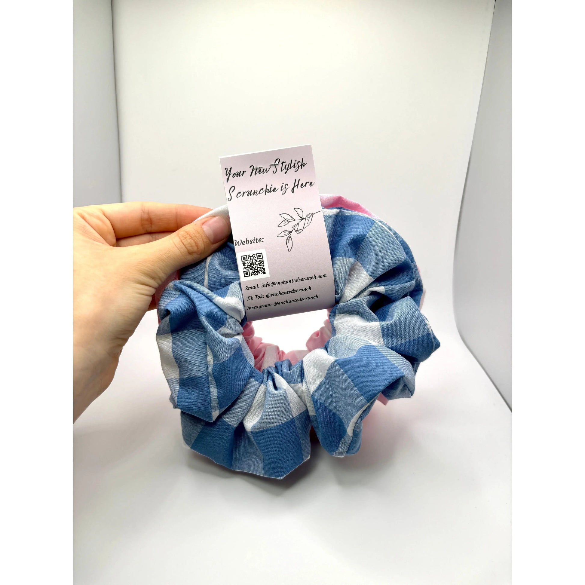 Pink & Blue Gingham Scrunchie Set Enchanted Scrunch