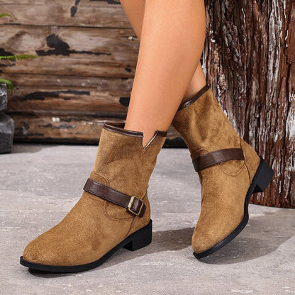 Casual Metal Buckle Slip-On Women’s Martin Boots FitiqueFit