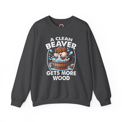 A Clean Beaver Gets More Wood Crewneck Sweatshirt The Devil's Pickle