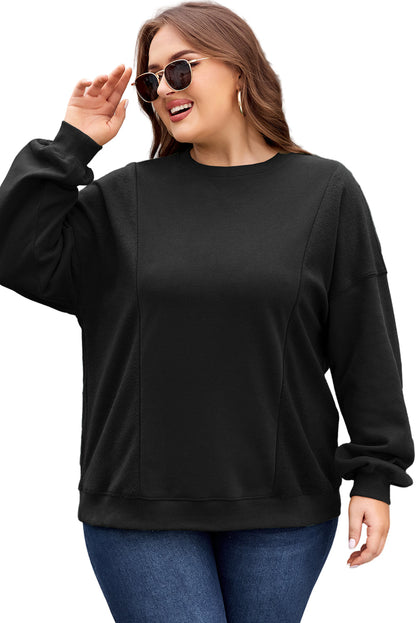 Apricot Loose Patchwork Crewneck Plus Size Sweatshirt Garden Naked Curves