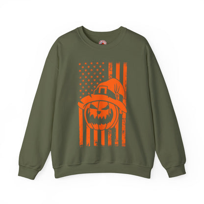 Pumpkin American Flag Crewneck Sweatshirt The Devil's Pickle
