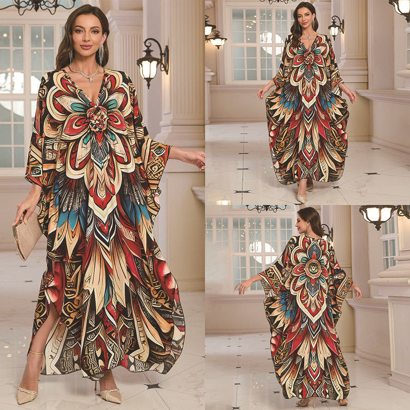 Fashion Personalized Cotton Printed Beach Dress Women Grayceful LLC