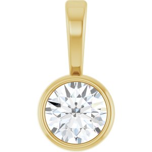 14K Yellow 1/10 CT Natural Diamond Bezel-Set Solitaire Pendant Ethereal Legacy Boutiques