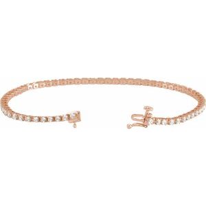 14K Rose 2 CTW Natural Diamond Line 7 1/4" Bracelet Ethereal Legacy Boutiques