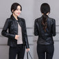 Korean-Style Slim Fit Motorcycle Leather Coat — Stand-Up Collar FitiqueFit