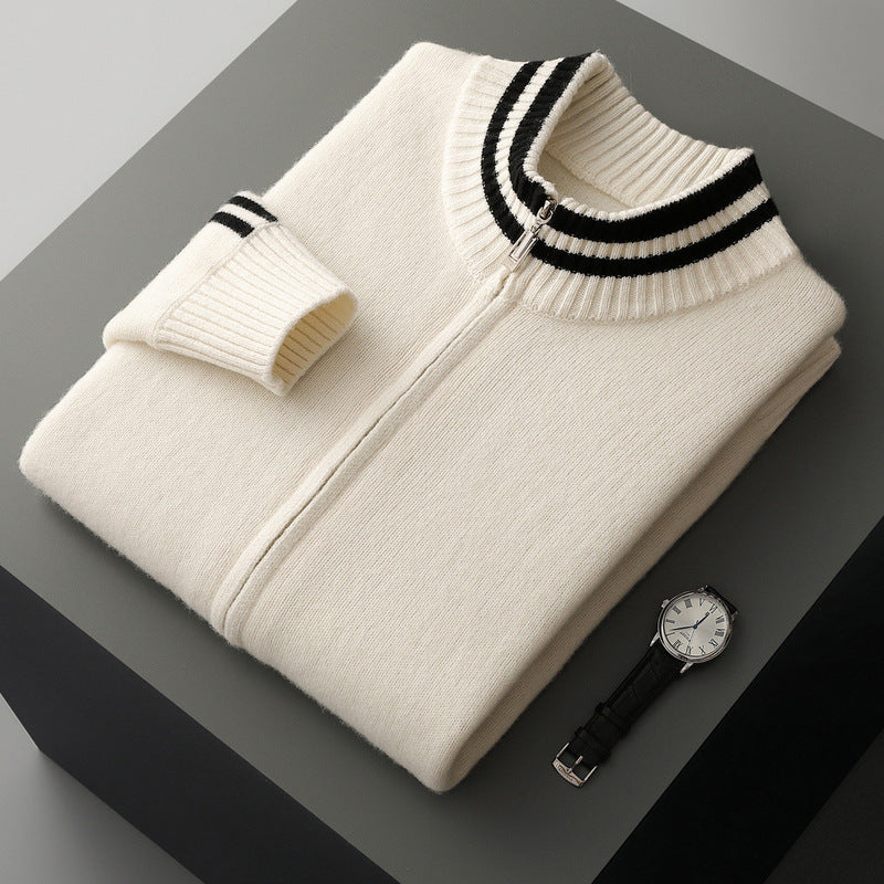 Men's Half-high Collar Knitted Slim-fitting All-matching Striped Sweater Grayceful LLC