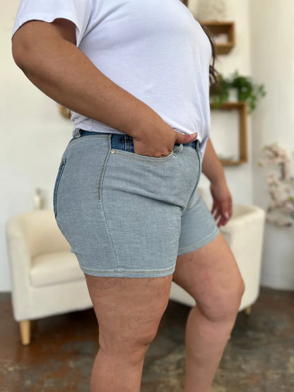 Judy Blue Full Size Color Block Denim Shorts New Era Fashion LLc