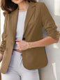 Women’s Three-Quarter Sleeve Pleated Office Blazer FitiqueFit