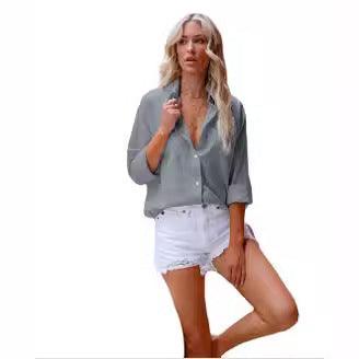 Summer Breeze Button-Up Shirt – Stylish Cotton and Linen Top for Women Country in My Heart