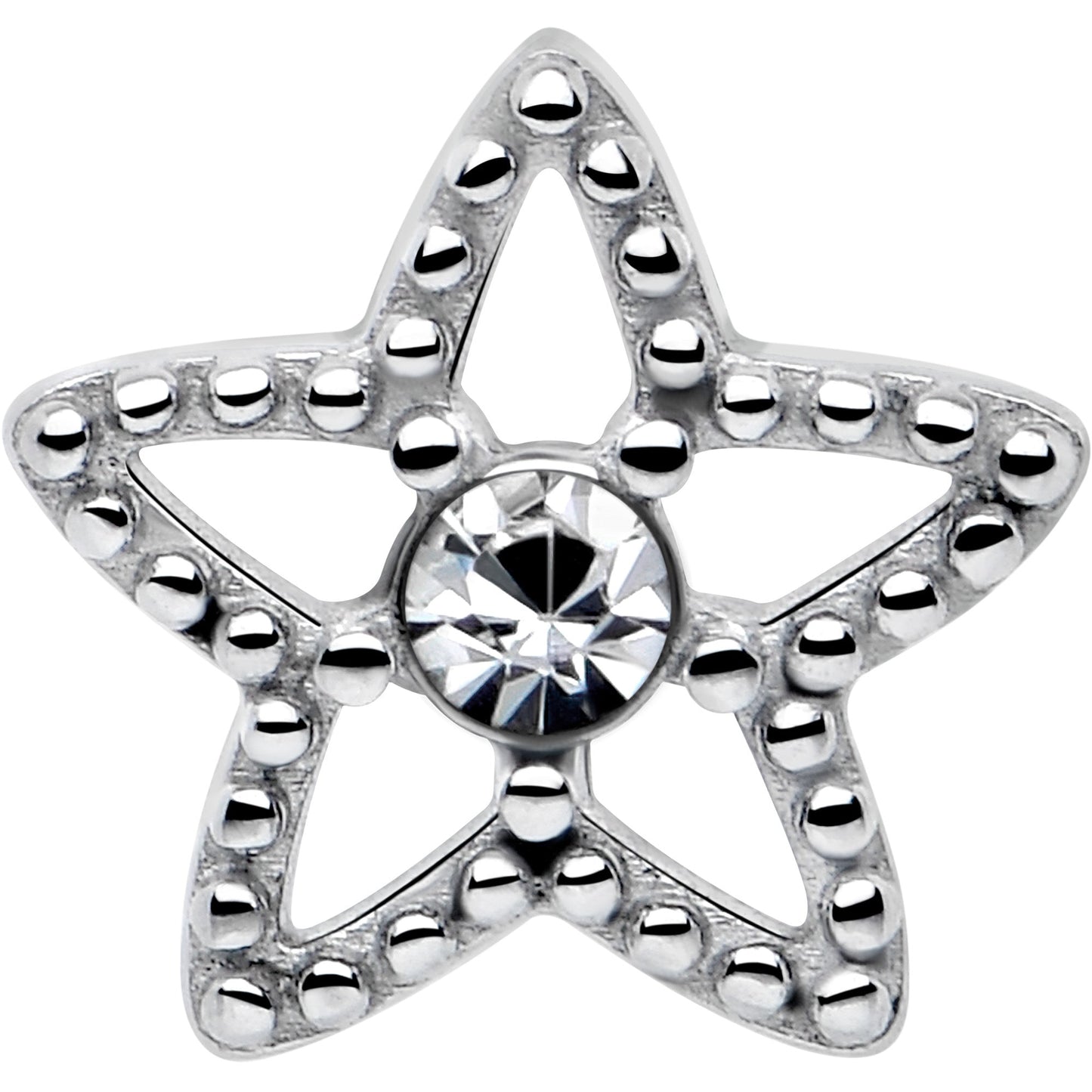 Clear Gem Star Texture Barbell Tongue Ring BodyCandy