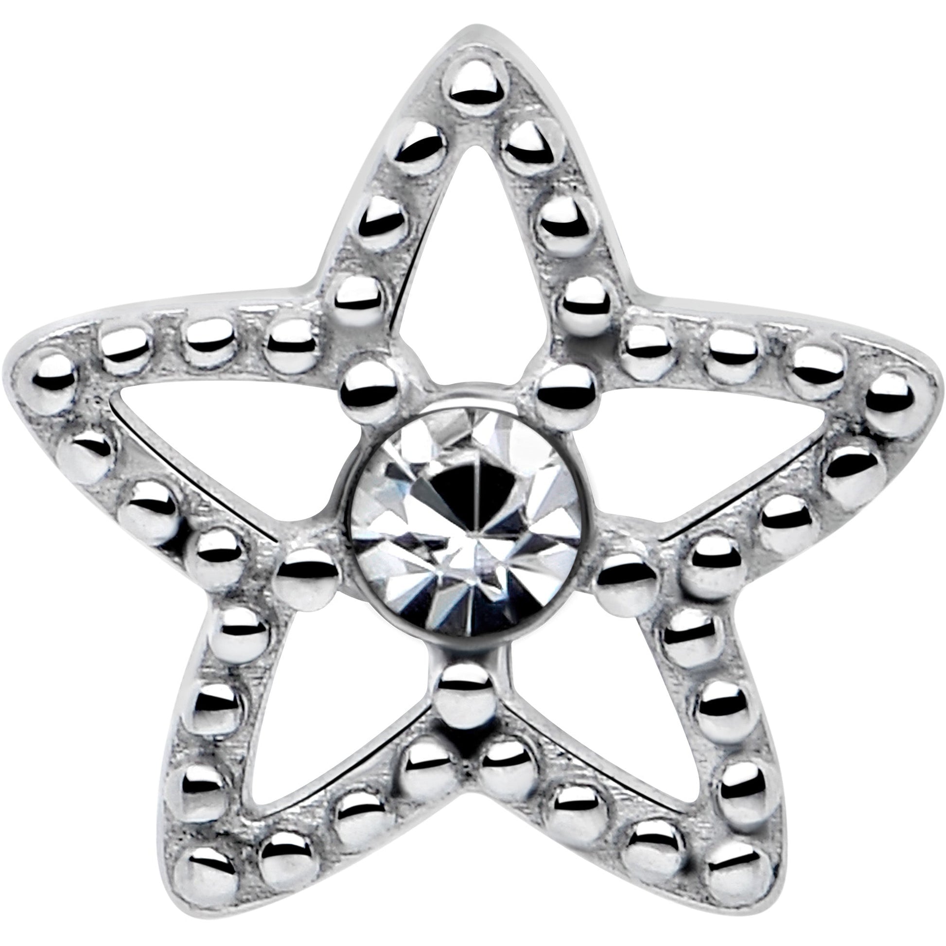 Clear Gem Star Texture Barbell Tongue Ring BodyCandy