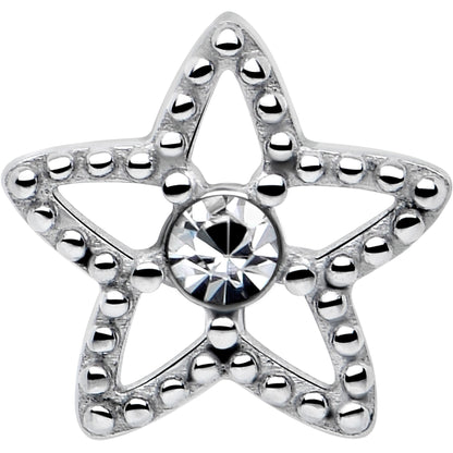 Clear Gem Star Texture Barbell Tongue Ring BodyCandy