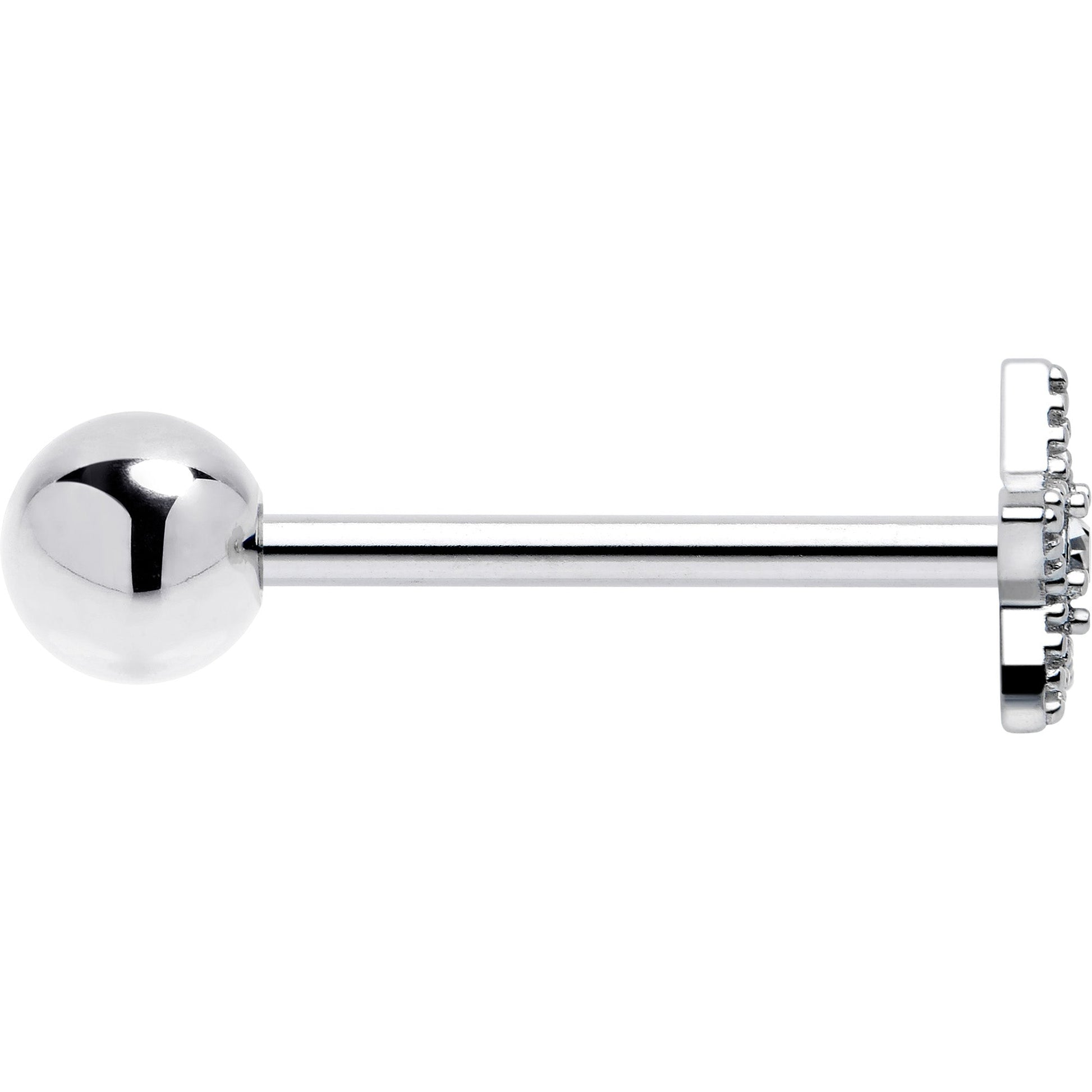 Clear Gem Star Texture Barbell Tongue Ring BodyCandy