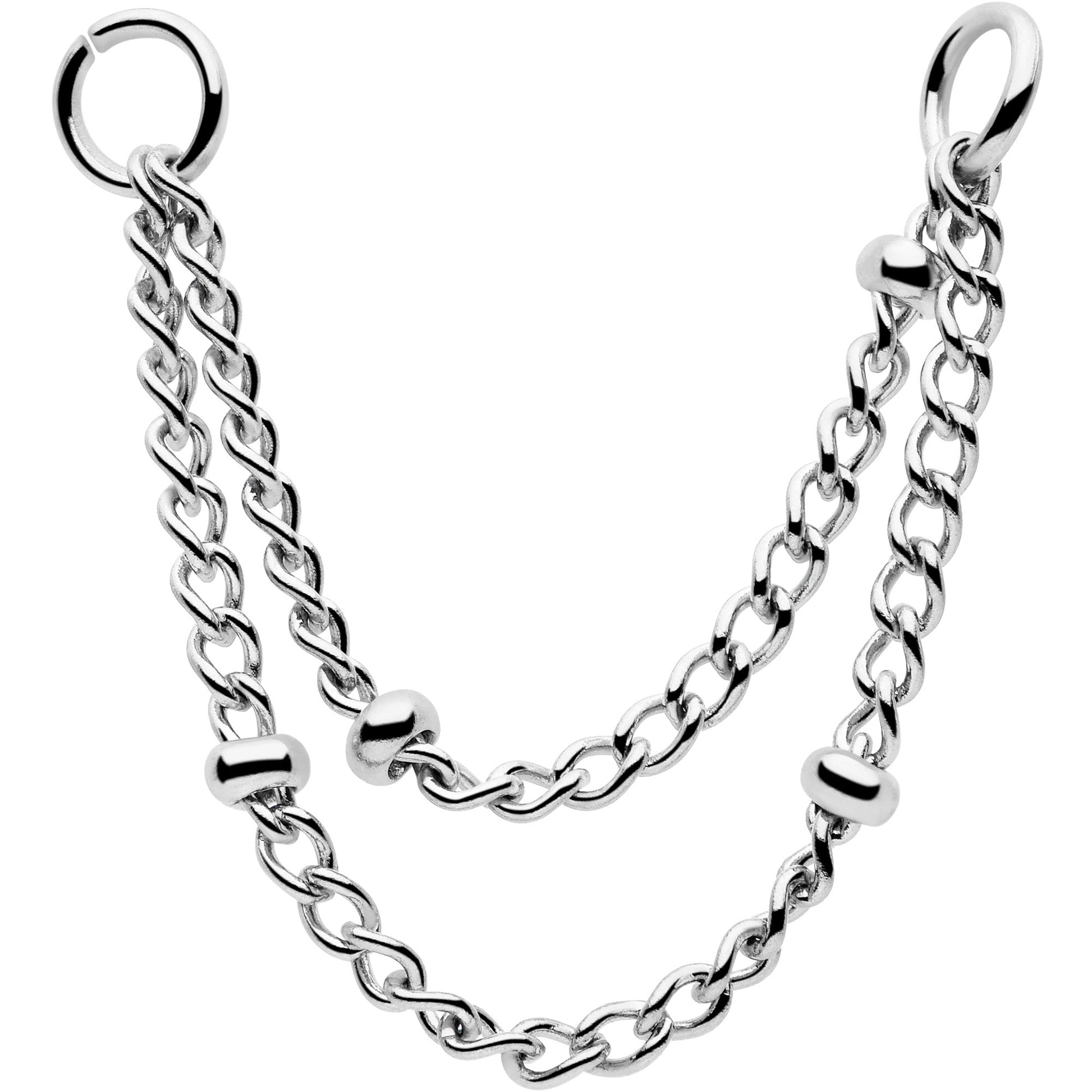 1 3/8 Flat Back Earring Removable Connector Chain Beaded BodyCandy