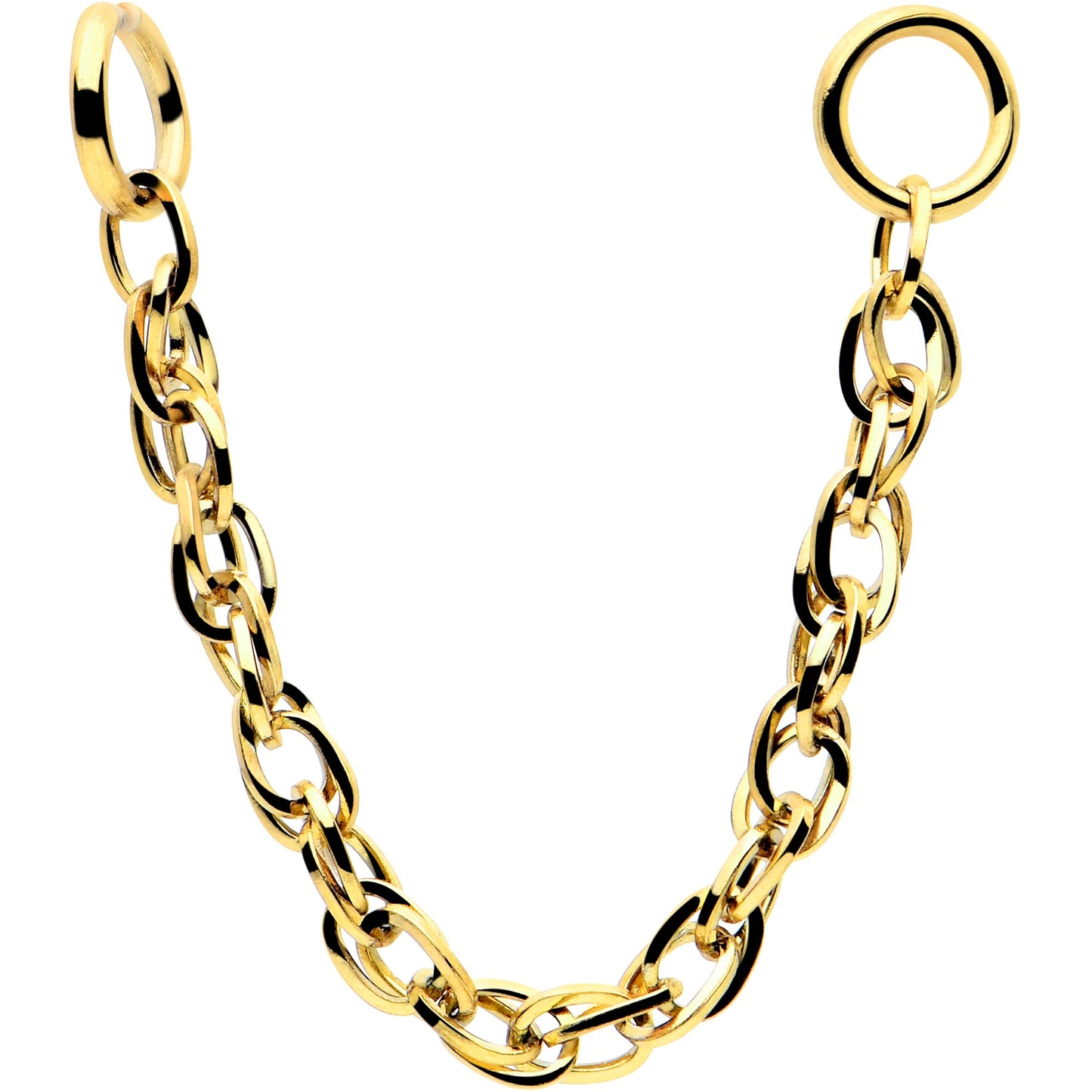1 1/4 Gold Tone Flat Back Earring Removable Connector Chain Links BodyCandy