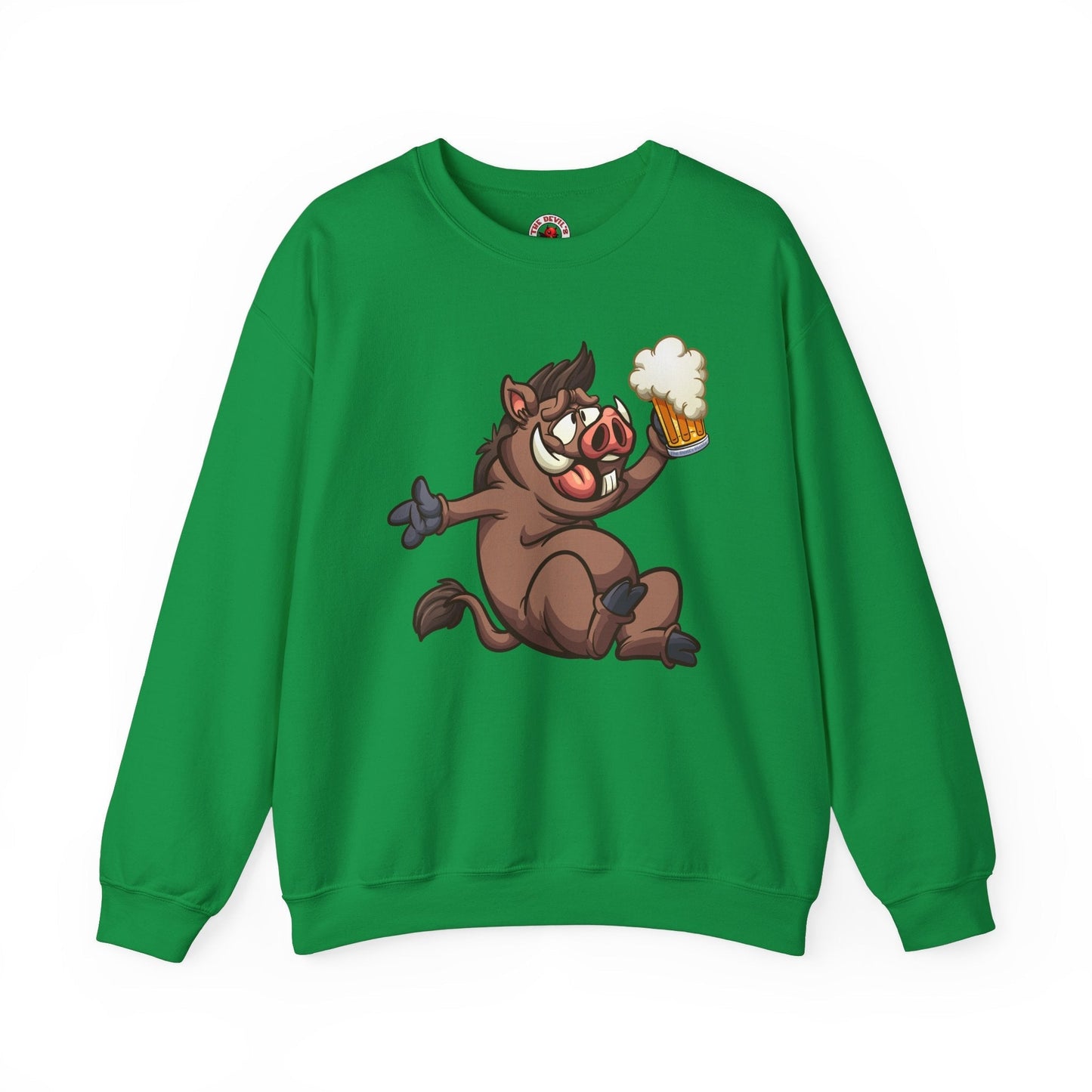Beer Drinking Boar Crewneck Sweatshirt The Devil's Pickle