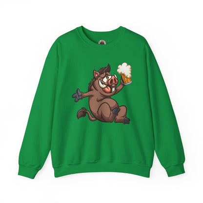 Beer Drinking Boar Crewneck Sweatshirt The Devil's Pickle